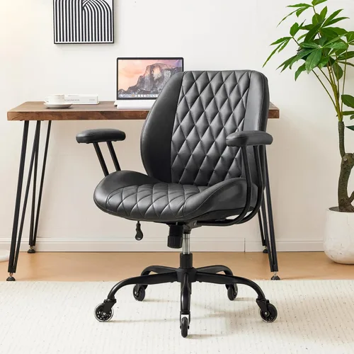 YFO Silla de Oficina para Hogar y Escritorio con Ruedas de Goma, Silla Ergonómica para Computadora con Soporte Lumbar, Altura Ajustable, Giratoria,