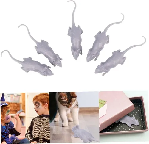 Miniatura 8 de 10pcs Halloween Prank Simulation Mouse Decorations Lightweight Portable Creepy Plastic Fake Mice for Indoor Outdoor Party Props