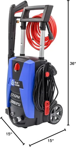 Miniatura 12 de AR Blue Clean BC383HS Lavadora a Presión Eléctrica - 2000 PSI, 1.7 GPM, 13 Amperios, Accesorios de Conexión Bayoneta, Mango Telescópico