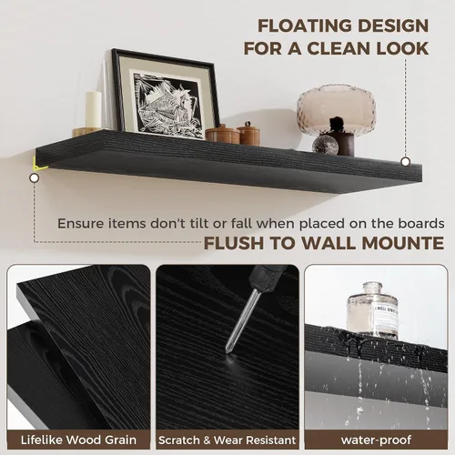 Miniatura 5 de Fun Memories Estantes flotantes de 12 pulgadas de profundidad, estantes de pared de madera de 16 x 12 pulgadas, estante de almacenamiento rústico