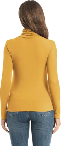Miniatura 6 de Camisetas casuales de manga larga con cuello alto para mujer ajustadas ligeras con capa base