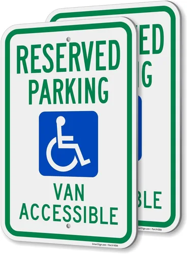 SmartSign Señal de estacionamiento reservado para furgoneta accesible - Paquete de 2, señal de estacionamiento para discapacitados, 45 x 30 cm, 2 mm