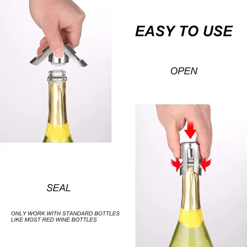 Miniatura 3 de OWO Tapones para botellas de champán de acero inoxidable, corcho de champán reutilizable y tapón ahorrador, Prosecco a prueba de fugas y tapón