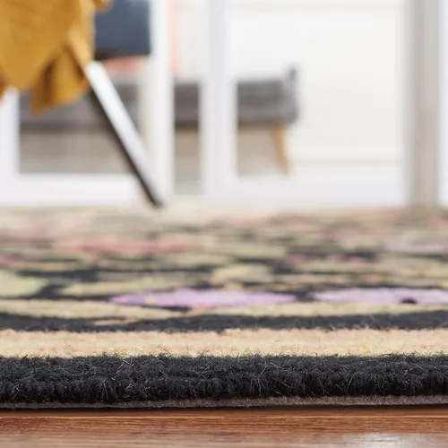 Miniatura 4 de SAFAVIEH Chelsea Collection - Alfombra decorativa de 1 pies 8 pulgadas x 2 pies 6 pulgadas, color negro, lana de campo francesa enganchada a mano