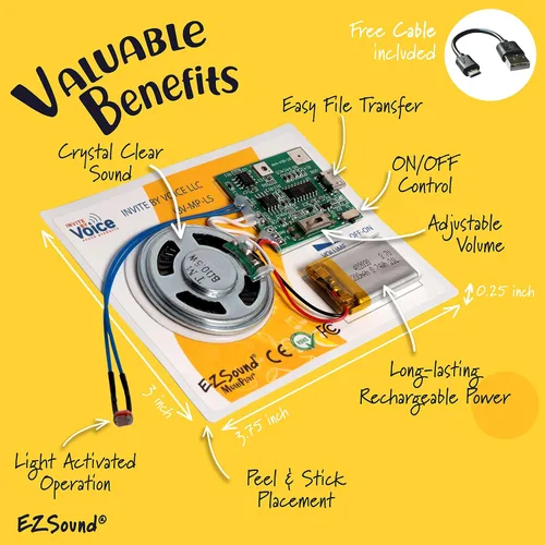 Miniatura 3 de EZSound MultiPlay Chip de Sonido Grabable Activado por Luz Graba y Reproduce Múltiples Canciones y Mensajes Crea Caja de Música Personalizada
