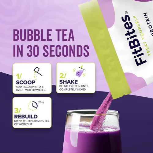 Miniatura 3 de Boba Tea Proteína 100% Proteína de Suero Aislado en Polvo (Taro), Reemplazo Natural de Energía del Café, Sin Azúcar, Sin Gluten, Sin Lactosa, Sin