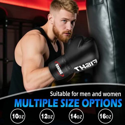 Miniatura 7 de Guantes de boxeo para hombres y mujeres, guantes de entrenamiento profesional de sparring Muay Thai, guantes de saco de boxeo pesado para adultos