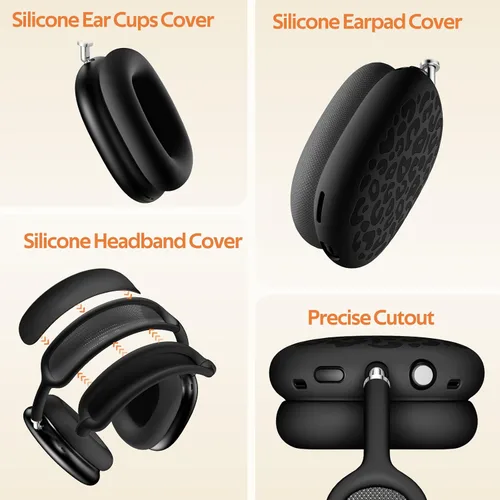 Miniatura 5 de Funda de silicona de leopardo para auriculares AirPods Max, funda para almohadillas para los oídos, funda para auriculares y diadema para AirPod Max