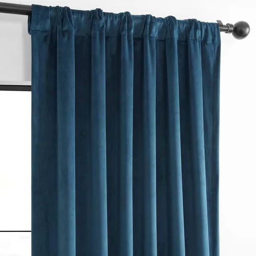 Miniatura 5 de HPD Half Price Drapes Cortinas Básicas de Terciopelo Deluxe para Oscurecer Habitaciones con Bolsillo para Varilla - Juego de 2 Paneles - Cortinas