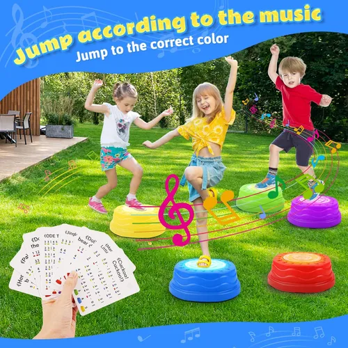 Miniatura 4 de Stepping Stones para niños, piedras de paso para niños pequeños en interiores y exteriores, 5 piezas de luz y música antideslizante equilibrio