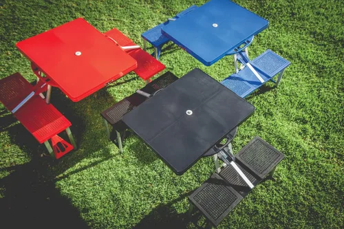 Miniatura 5 de PICNIC TIME NCAA Ohio State Buckeyes - Mesa de picnic plegable para campo de fútbol, mesa de campamento para exteriores con agujero para paraguas