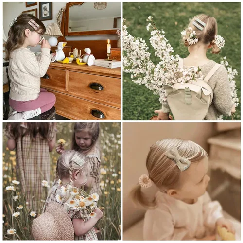 Miniatura 3 de 13 piezas de pinzas para el cabello para niñas con lazos mariposa y flores, pinzas de cocodrilo forradas de 2 pulgadas y pasadores, accesorios