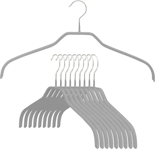 Miniatura 20 de MAWA - Perchas estrechas pequeñas de acero con revestimiento antideslizante, para camisas, vestidos, trajes, camisolas, chaquetas, gancho giratorio