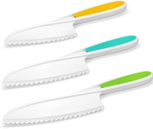 Yeeammk Montessori - Juego de cuchillos para niños pequeños, 3 cuchillos seguros para niños para cocina real, juegos de cocina, herramientas de