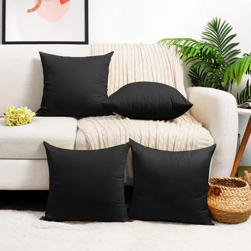 Coddsmz Paquete de 4 fundas decorativas de 100% algodón para cojín cuadrado, funda de almohada de color liso para bricolaje, para sofá y dormitorio,