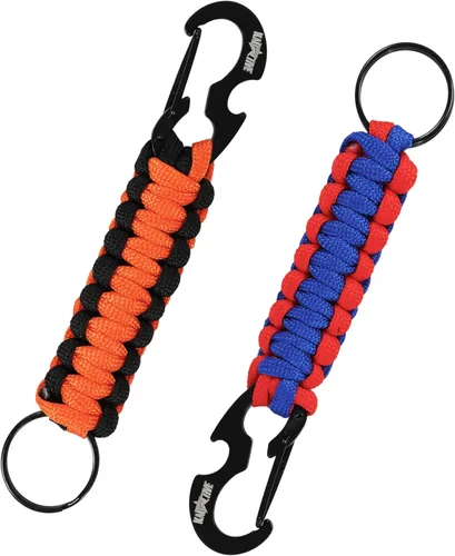 Miniatura 11 de Llavero Paracord con mosquetón – 2 llaveros de mosquetón para mochila, supervivencia, campamento. Llaveros de paracaídas para hombre Rosa - Black