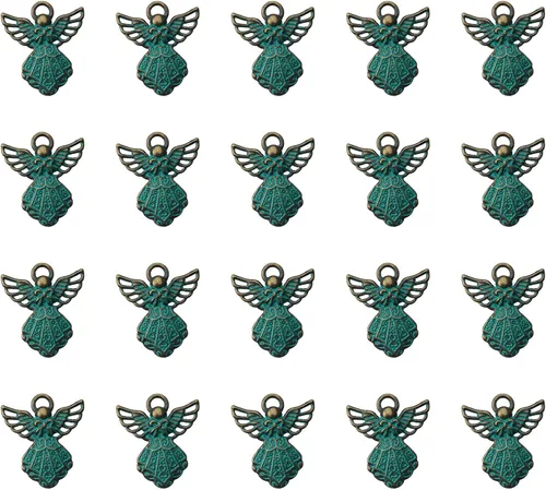 Miniatura 8 de 30 dijes de ángel vintage de metal plateado de 0.06 x 0.91 pulgadas (1.024 x 0.906 in), colgantes vintage para hacer joyas, kit de collares