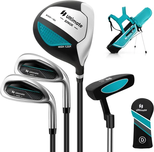 Goplus Junior - Juego completo de palos de golf para niños, palos de golf para mano derecha con bolsa de soporte, capucha para lluvia, juego de