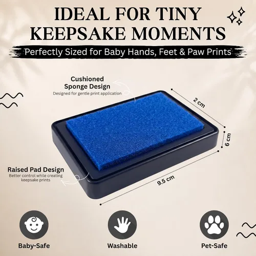 Miniatura 2 de ReignDrop Almohadilla de tinta para huella de bebé y huella de mano - Crea sellos de recuerdo impresionantes y duraderos para bebés y niños. A Azul