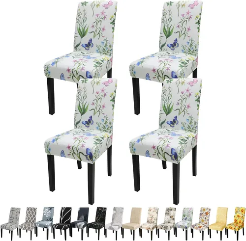 Miniatura 22 de JQinHome Juego de 8 fundas para sillas de comedor, fundas de alta elasticidad extraíbles y lavables, fundas protectoras de asiento para silla