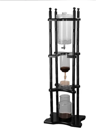 Cafetera de goteo helado, olla gotera de cerveza fría, torre de café de goteo en frío, máquina de café helado, vidrio de madera de pino, 84.5 fl oz,