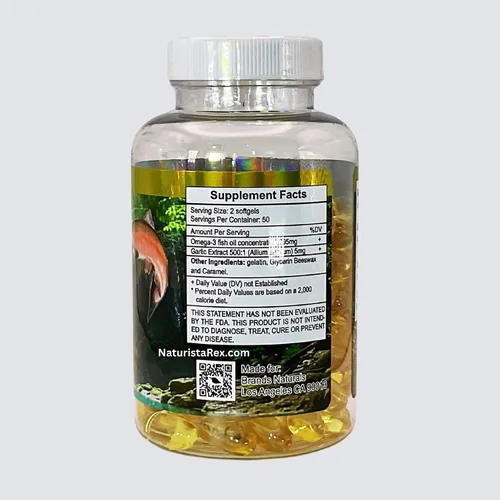 Miniatura 2 de Brands Naturals Omega 3 6 9 Aceite de salmón y ajo (Salmon con AJO) 100 cápsulas blandas 1000 mg