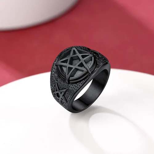 Miniatura 7 de FaithHeart Anillo de cabra baphomet de joyería satánica, sigilo de Lucifer, símbolo de Satanás, para hombres y mujeres, tamaño 7891011121314