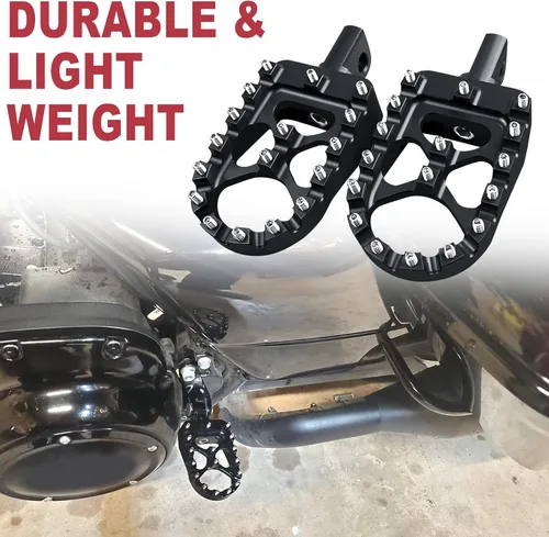 Miniatura 5 de MDPROMCP CNC Estriberas de pie ancho de motocicleta de aluminio con rotación de 360° ajustables, compatibles con Dyna Fatboy Iron 883 Sportster 883