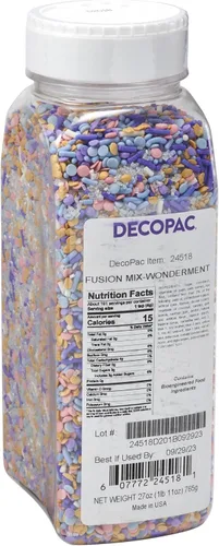 Miniatura 37 de DECOPAC Sweet Tooth Deluxe Fusion Mix, 26 onzas, chispas de caramelo en recipiente de mano, gránulos comestibles para pasteles de celebración