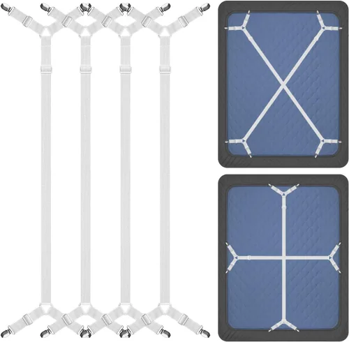 Miniatura 8 de ZHOUBIN Clips de tirantes para sábanas, correas de cama para cama individual, matrimonial, Queen, King – Mantiene las sábanas en su lugar