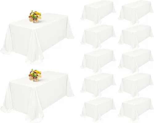 Miniatura 37 de Showgeous Paquete de 4 manteles rectangulares de poliéster de 60 x 102 pulgadas, resistentes a las arrugas, lavables, para bodas, mesas de comedor