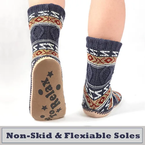 Miniatura 3 de Cozylook Calcetines tipo pantufla para hombre, con forro polar, suela antideslizante, para invierno, suaves, gruesas, acogedoras, cálidas, peludas