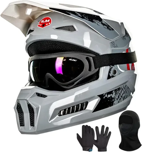 ILM Cascos de Motocross Juveniles para Niños Casco ATV Motocross BMX Fuera de Carretera Motocicleta con Gafas, Guantes y Máscara DOT Modelo MT601Y