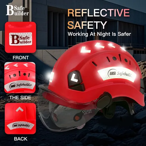 Miniatura 5 de SAFEBUILDER Casco de seguridad de construcción con visera incorporada Casco duro ABS con visera Ventilación ajustable Casco de trabajo Protección