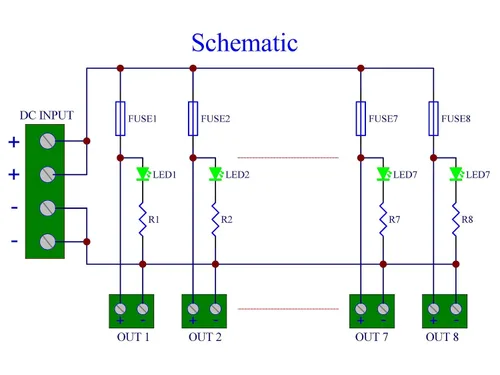 Miniatura 2 de Bloque de terminales enchufable de 8 canales para montaje en riel DIN, para CC 5-32V, módulo de fusible de distribución de energía, HCDC HD064RT