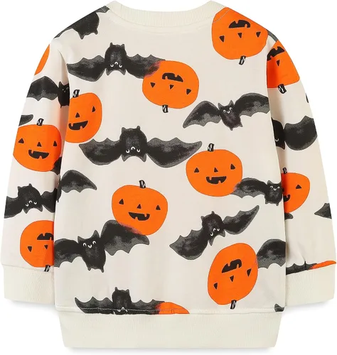 Miniatura 2 de HILEELANG Sudaderas con cuello redondo y manga larga para niños pequeños, suéter de algodón con gráfico