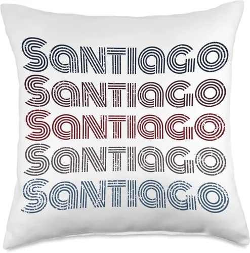 60's Retro Santiago Gift For Men & Women Chile 70's City Retro Vintage Santiago - Almohada de 18 x 18 pulgadas, multicolor