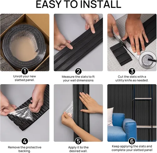 Miniatura 9 de 4 rollos de paneles de pared de láminas de PVC para despegar y pegar, panel de papel tapiz de grano de madera sintética grueso autoadhesivo de 4 x