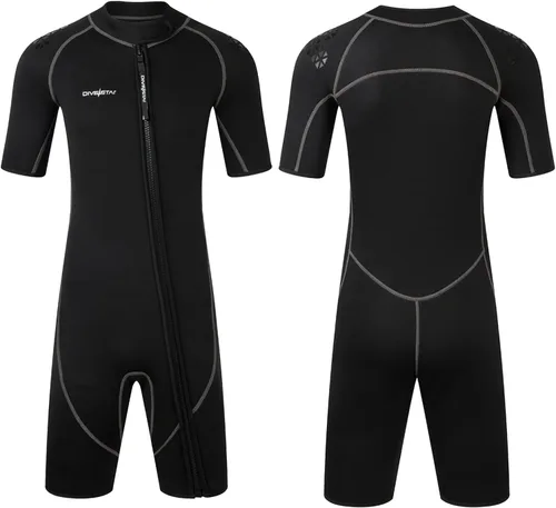 Miniatura 8 de Trajes de neopreno de 0.118 pulgadas para hombres y mujeres, con cremallera frontal/trasera, traje de buceo de cuerpo corto y completo para buceo