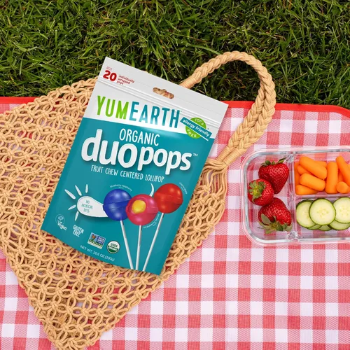 Miniatura 9 de YumEarth Paletas Orgánicas Duo Pops, Paletas con Centros Masticables de Fruta - Apto para Alergias (Libre de los 9 Principales), Sin Colorantes