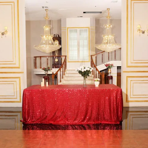 Miniatura 198 de PartyDelight Mantel de lentejuelas redondo de 50 pulgadas, color dorado claro, adorno de mesa para decoración de bodas, fiestas, cumpleaños