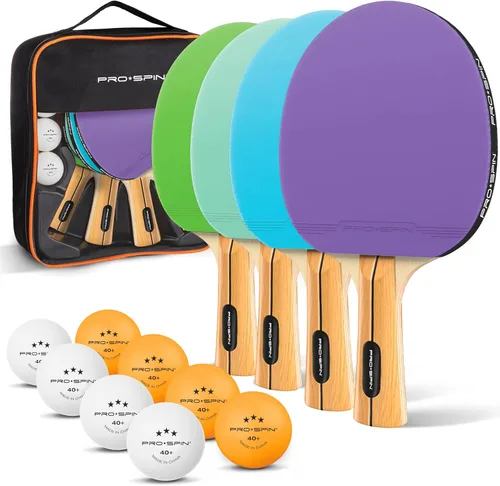 PRO-SPIN Paletas de ping pong – Juego de alto rendimiento con raquetas de tenis de mesa premium, pelotas de ping pong de 3 estrellas, estuche de Set