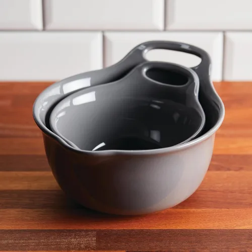 Miniatura 7 de Rachael Ray Ceramics - Juego de cuencos para mezclar con boquilla de vertido, 1 cuarto de galón y 2 cuartos de galón, color gris oscuro