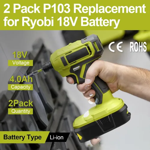 Miniatura 2 de Batería de repuesto de 4.0Ah 18V para Ryobi 18V Battery ONE + Plus Ion de litio P102 P103 P104 P105 P107 P108 P109 P118 P189 compatible