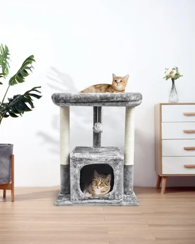Miniatura 6 de SYANDLVY Árbol para Gatos de Interior para Gatos Adultos Grandes, Torre de Actividad Moderna con Postes Rascadores, Condominio con Percha de Felpa