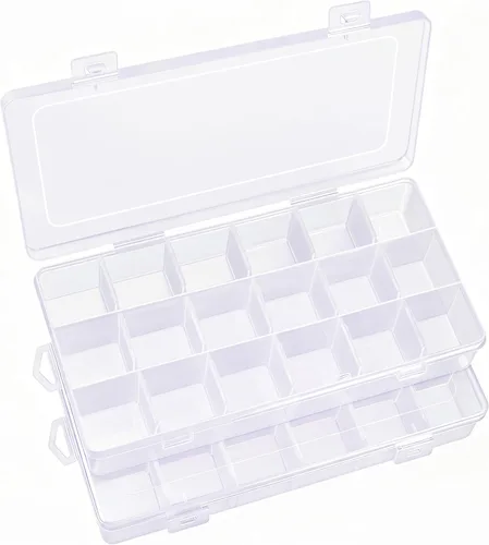 Miniatura 11 de IOOLEEM Caja organizadora de cuentas de plástico de 15 rejillas, caja de almacenamiento de contenedores, divisores para artes y manualidades
