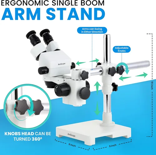 Miniatura 7 de AmScope SM-3BX-80S microscopio profesional binocular estéreo con zoom, ocular WH10x, aumento de 3,5X-45X, objetivo con zoom 0,7X-4,5X, anillo de 80