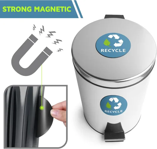 Miniatura 4 de Chinco 8 piezas magnéticas de reciclaje y basura, símbolo de logotipo de reciclaje y bote de basura, calcomanía magnética para contenedores