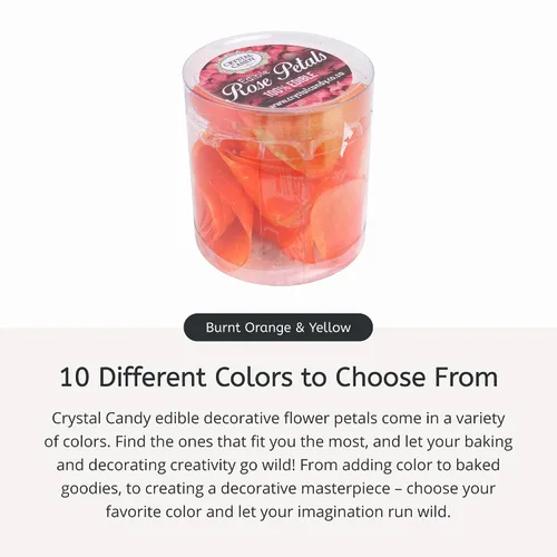 Miniatura 2 de Crystal Candy Pétalos comestibles de color naranja y amarillo quemado, pétalos de flores comestibles coloridos para pasteles, cupcakes