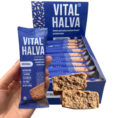 Miniatura 8 de NUEVO SABOR: Barra de sésamo Vital Halva Gut-Friendly Gut, 0.43 oz de fibra, 0.27 oz de proteína, 0.04 oz de azúcar añadida, snack vegano sin gluten
